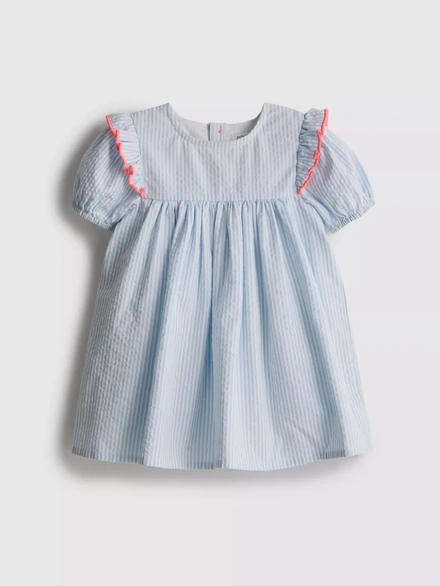 0–18 Monate | Gestreiftes Seersucker-Kleid für Neugeborene