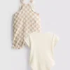 0–18 Monate | Set aus Body und kariertem Overall für Neugeborene