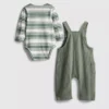 0–18 Monate | Set aus Langarm-Body und Latzhose mit Waffelstruktur für Neugeborene