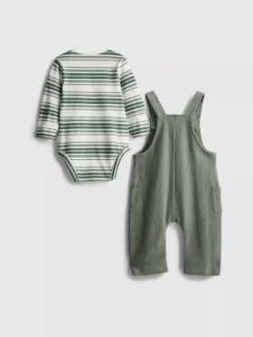 0–18 Monate | Set aus Langarm-Body und Latzhose mit Waffelstruktur für Neugeborene