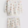 0–18 Monate | Set aus Sweatshirt und Shorts mit Lebensmittel-Motiv