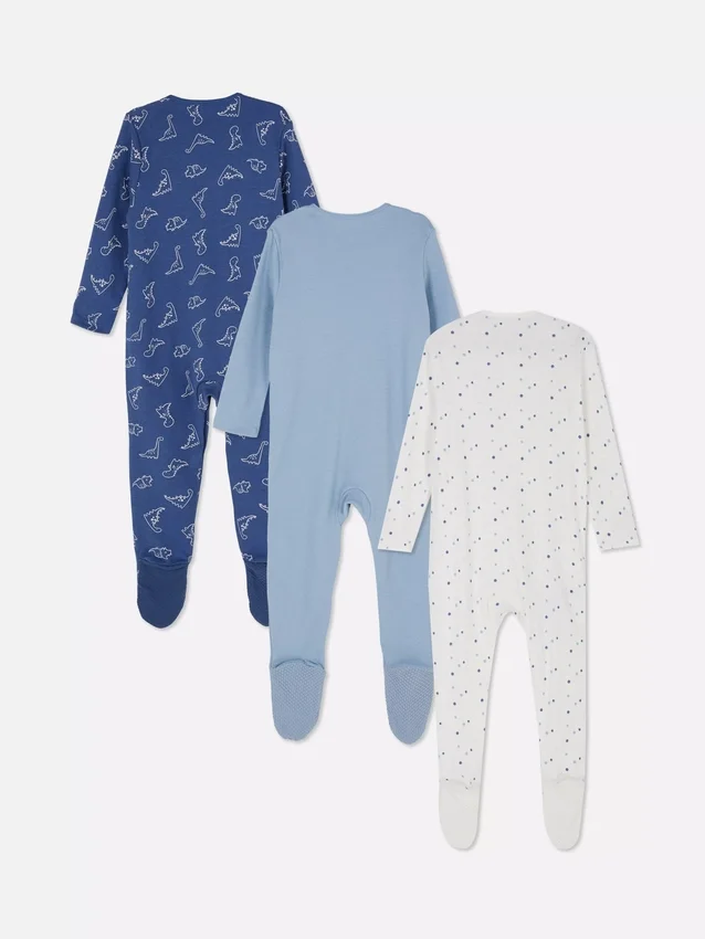 0–24 Monate | 3er-Pack Schlafanzüge mit Druckknöpfen