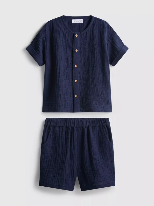 0–24 Monate | Set aus Cheesecloth-Hemd und Shorts