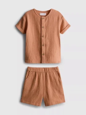 0–24 Monate | Set aus Cheesecloth-Hemd und Shorts