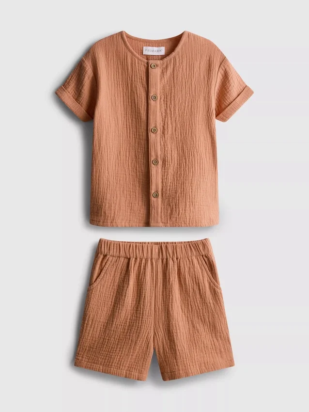 0–24 Monate | Set aus Cheesecloth-Hemd und Shorts