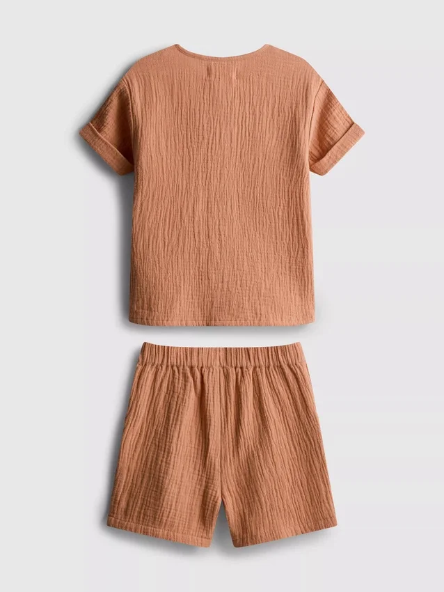 0–24 Monate | Set aus Cheesecloth-Hemd und Shorts