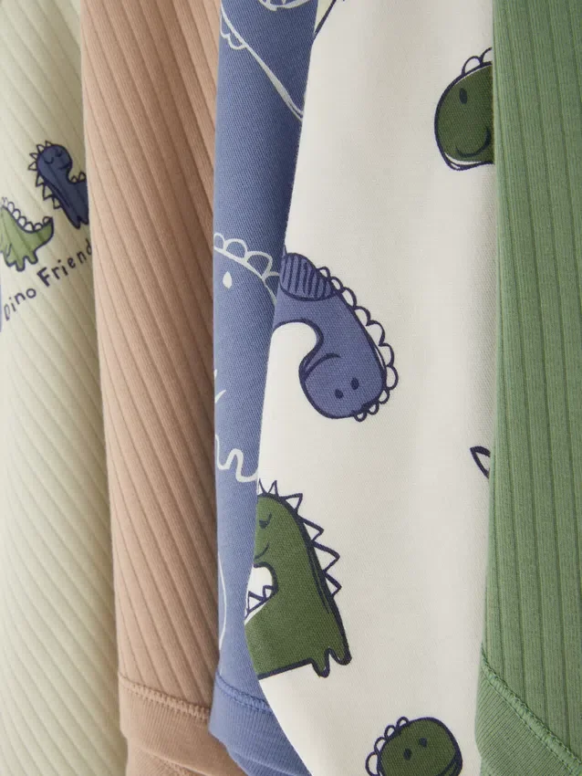 0–36 Monate | 5er-Pack Kurzarm-Bodys mit Dinosaurier-Motiv