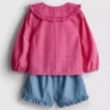0–36 Monate | Set aus Bluse mit Kragen und Rüschen-Shorts