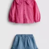 0–36 Monate | Set aus Bluse mit Kragen und Rüschen-Shorts