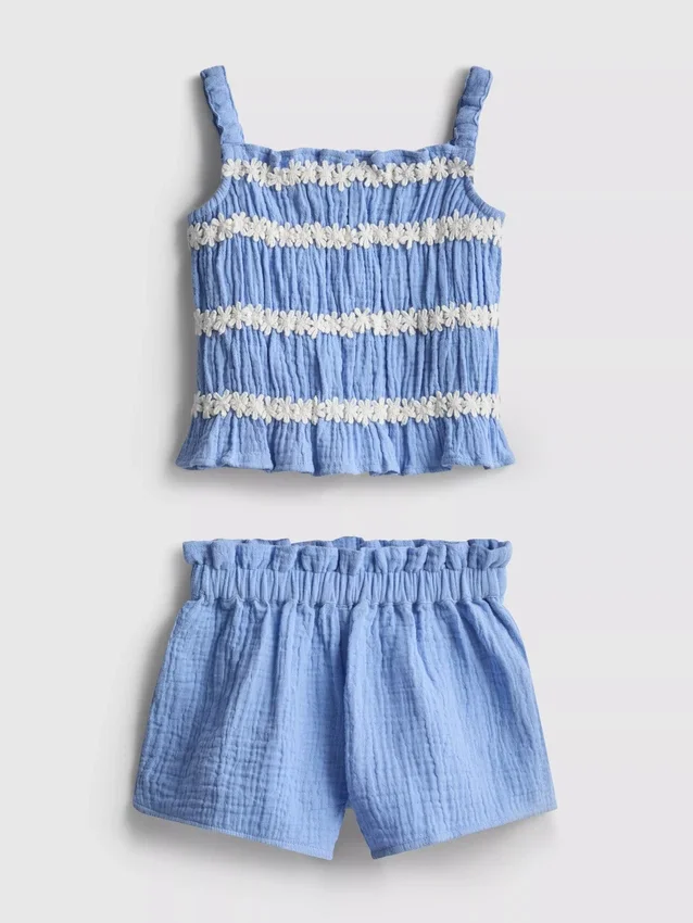 0–36 Monate | Set aus gerafftem Oberteil und Shorts