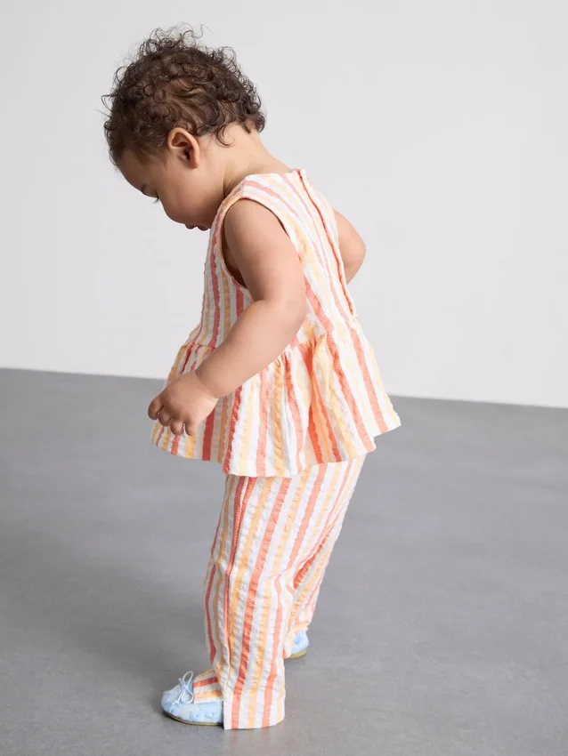 0–36 Monate | Set aus gestreiftem Peplum-Oberteil und Hose