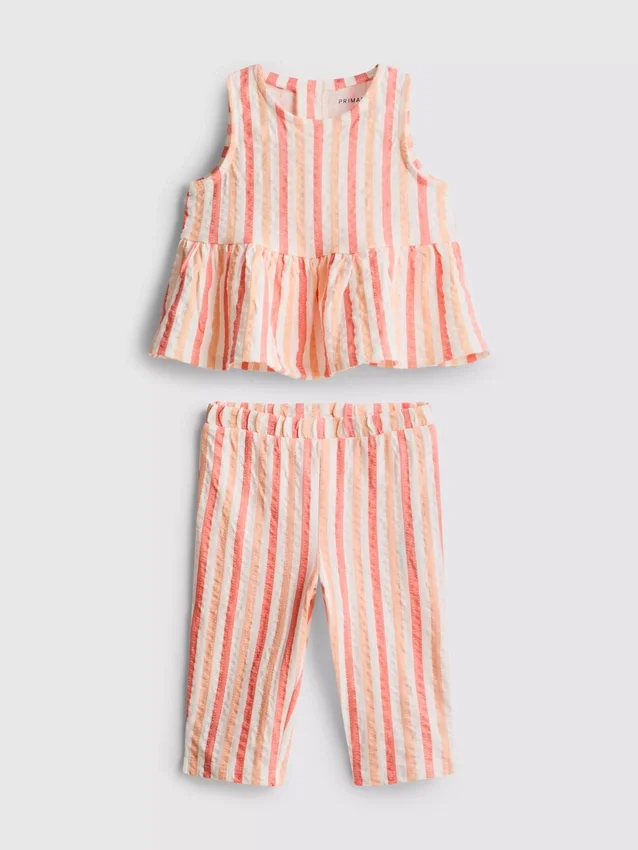 0–36 Monate | Set aus gestreiftem Peplum-Oberteil und Hose