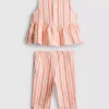 0–36 Monate | Set aus gestreiftem Peplum-Oberteil und Hose