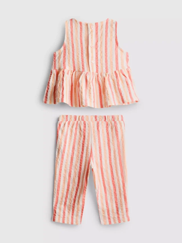 0–36 Monate | Set aus gestreiftem Peplum-Oberteil und Hose