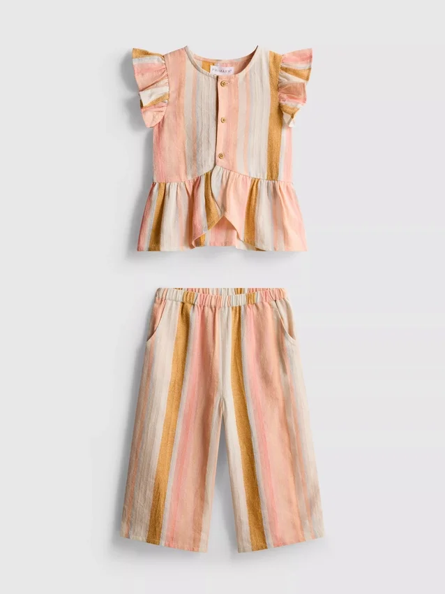 0–36 Monate | Set aus gestreiftem Rüschen-Top und Hose
