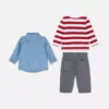 0–36 Monate | Set aus Langarm-T-Shirt, Hose und Jeanshemd