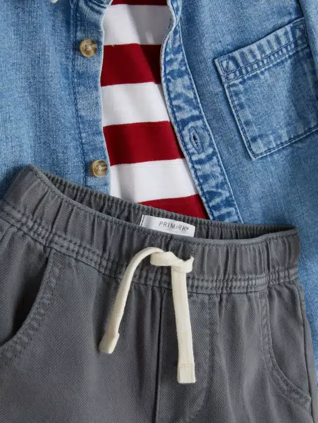 0–36 Monate | Set aus Langarm-T-Shirt, Hose und Jeanshemd