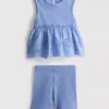 0–36 Monate | Set aus ärmellosem Oberteil mit Ösen und Shorts