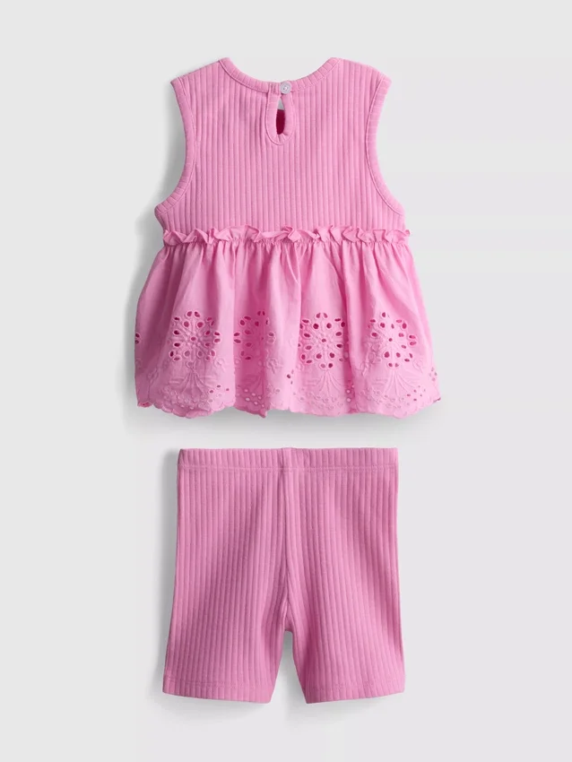 0–36 Monate | Set aus ärmellosem Oberteil mit Ösen und Shorts