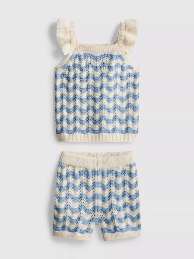 0–36 Monate | Set aus Strickoberteil und Shorts