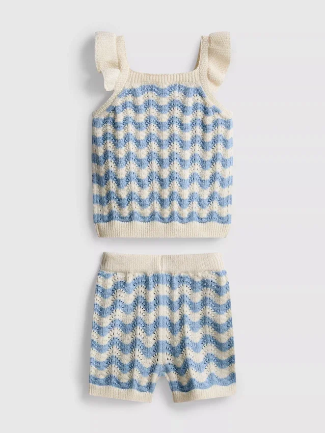 0–36 Monate | Set aus Strickoberteil und Shorts