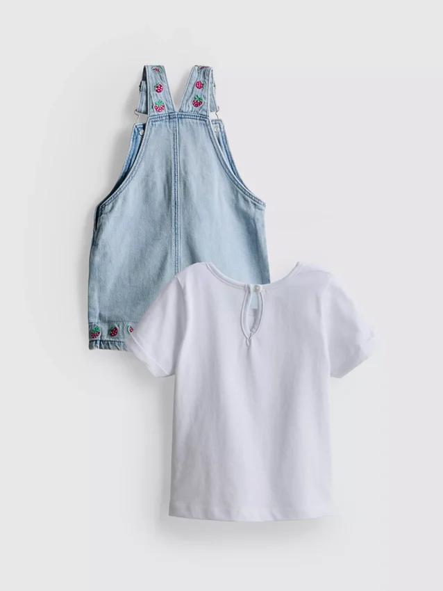 0–36 Monate | Set aus T-Shirt und Latzhose mit Obststickerei