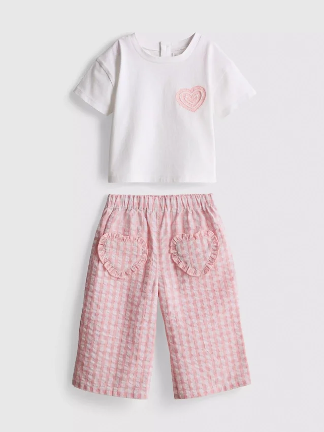 0–36 Monate | T-Shirt- und Hosen-Set mit Herztasche