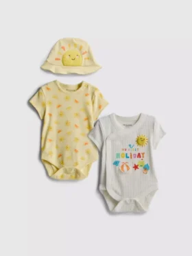 0–9 Monate | Mein erstes Ferien-Set mit Bodys und Sonnenhütli für Neugeborene