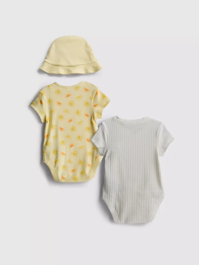 0–9 Monate | Mein erstes Ferien-Set mit Bodys und Sonnenhütli für Neugeborene
