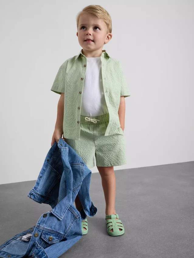1,5–12 Jahre | Stacey-Solomon-Set aus Gingham-Hemd und Shorts