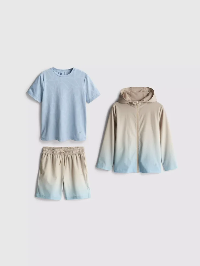 1,5–7 Jahre | 3-teiliges Aktiv-Set aus T-Shirt, Shorts und Hoodie