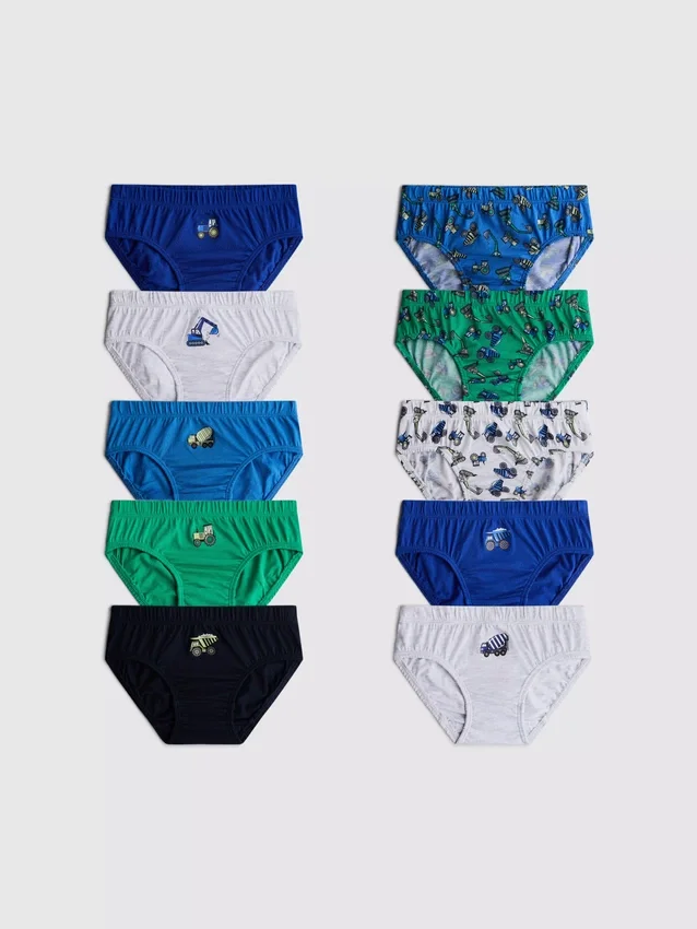 1,5–8 Jahre | 10er-Pack Unterhosen mit Digger-Motiv