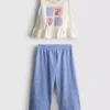 1,5–8 Jahre | Besticktes Set aus Oberteil mit Schößchen und Hose