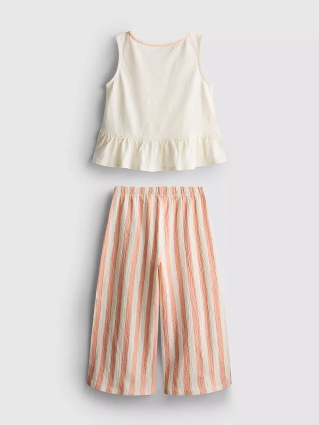 1,5–8 Jahre | Besticktes Set aus Oberteil mit Schößchen und Hose