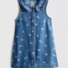 1,5–8 Jahre | Ärmelloses Denim-Kleid mit Kragen und Blumenmuster
