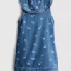 1,5–8 Jahre | Ärmelloses Denim-Kleid mit Kragen und Blumenmuster