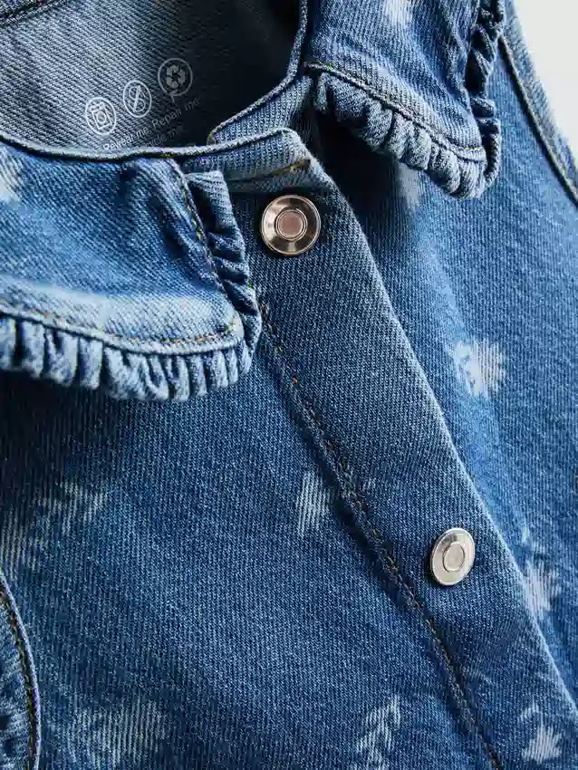 1,5–8 Jahre | Ärmelloses Denim-Kleid mit Kragen und Blumenmuster