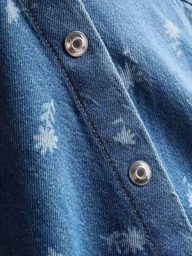 1,5–8 Jahre | Ärmelloses Denim-Kleid mit Kragen und Blumenmuster