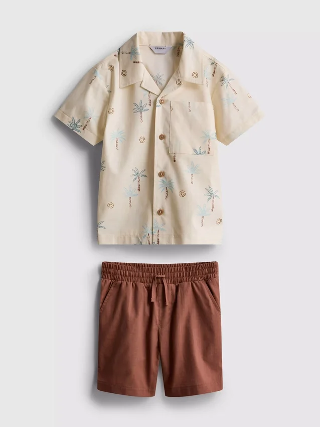 1,5–8 Jahre | Set aus Slub-Baumwoll-Hemd und Shorts