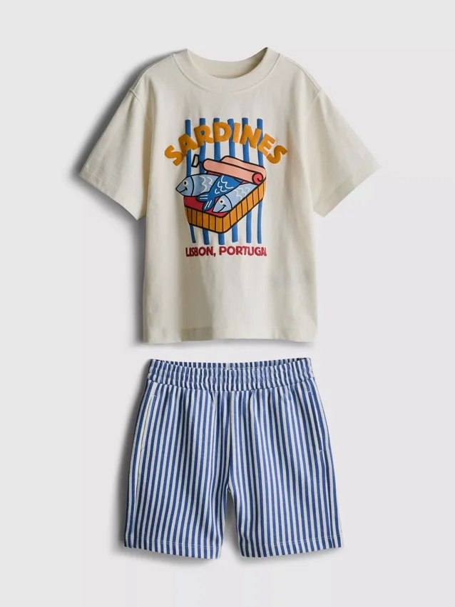 1,5–8 Jahre | Set aus T-Shirt und Shorts mit Sardinen-Motiv
