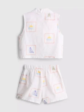 1,5–9 Jahre | Besticktes Set aus ärmellosem Hemd und Shorts