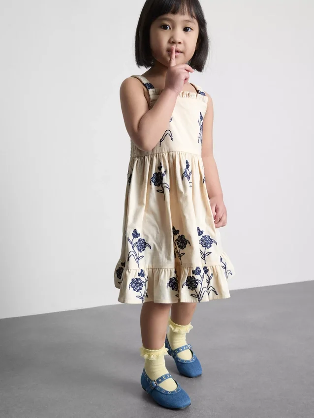 1,5–9 Jahre | Gerafftes Stufenkleid mit Blumenmuster