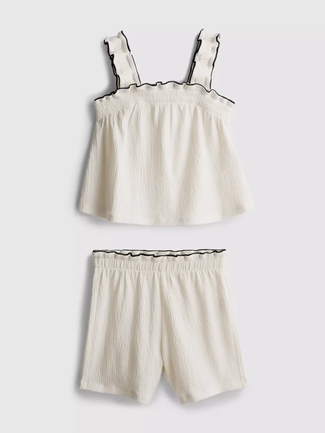 1,5–9 Jahre | Set aus Bluse und Shorts mit Knitteroptik