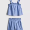 1,5–9 Jahre | Set aus Bluse und Shorts mit Knitteroptik