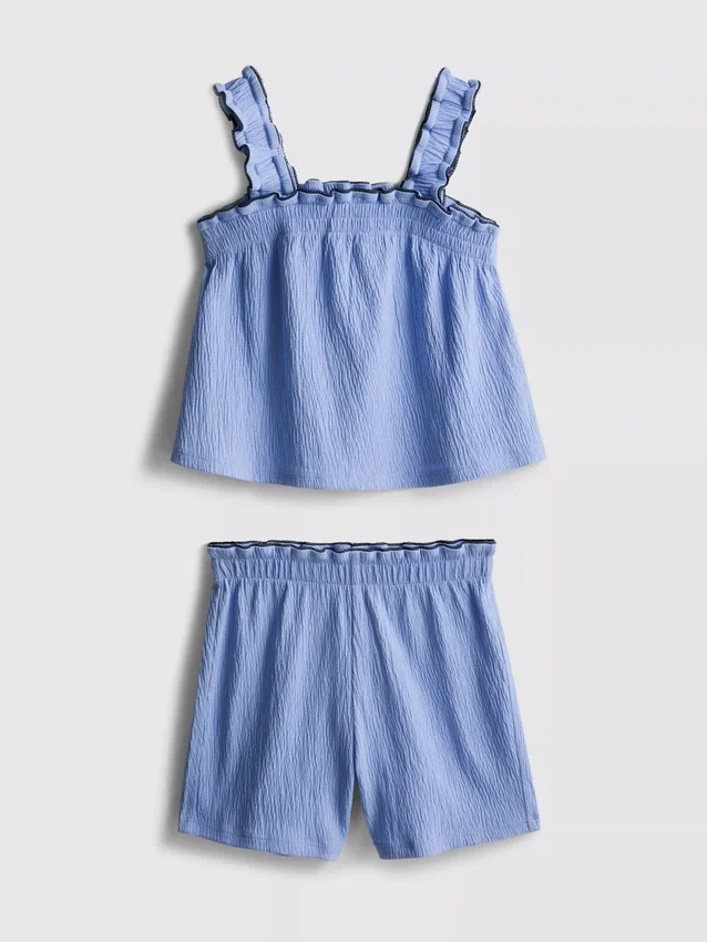 1,5–9 Jahre | Set aus Bluse und Shorts mit Knitteroptik
