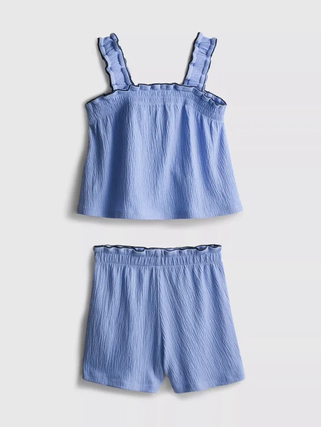 1,5–9 Jahre | Set aus Bluse und Shorts mit Knitteroptik