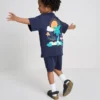 1,5–9 Jahre | Set aus T-Shirt und Shorts mit tropischem Grafik-Flockdruck