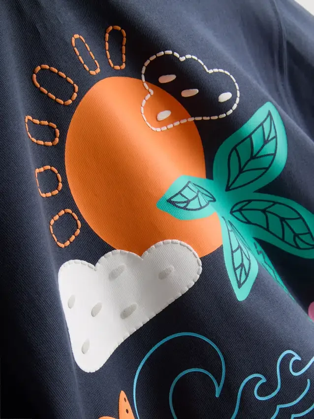 1,5–9 Jahre | Set aus T-Shirt und Shorts mit tropischem Grafik-Flockdruck