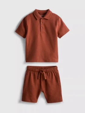 1–9 Jahre | Set aus strukturiertem Polohemd und Shorts
