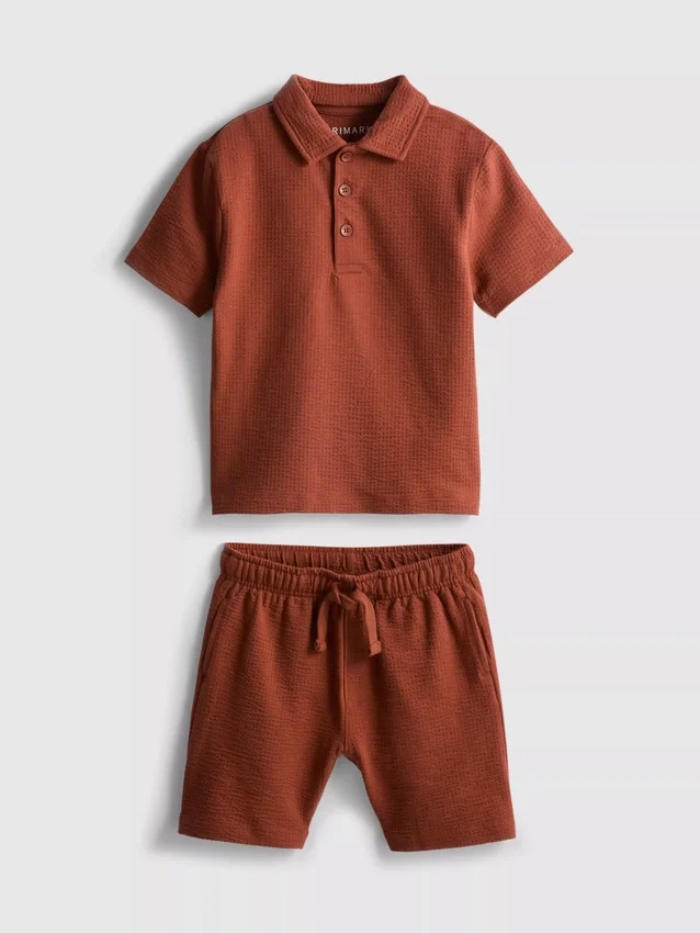 1–9 Jahre | Set aus strukturiertem Polohemd und Shorts